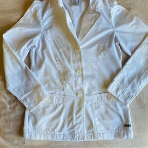 Greys Anatomy Women’s 3-Button Long Sleeve White Lab Coat Scrub Top Size Size S